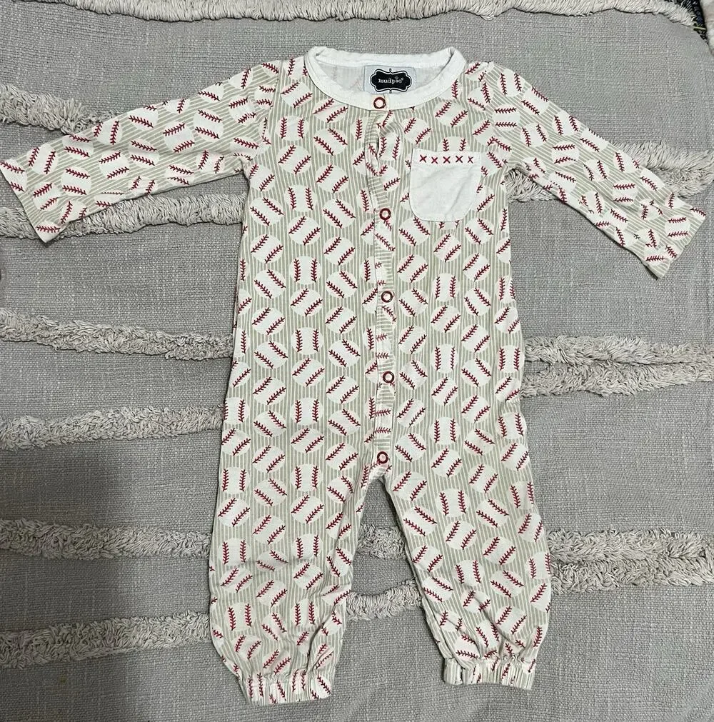 Mudpie Baby Boy Baseball One Piece 3-6 mo